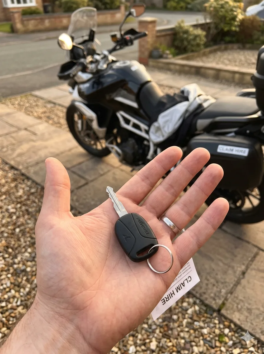 No Win, No Fee Motorcycle Claims — illustrative photo showing a rider and their bike after an incident