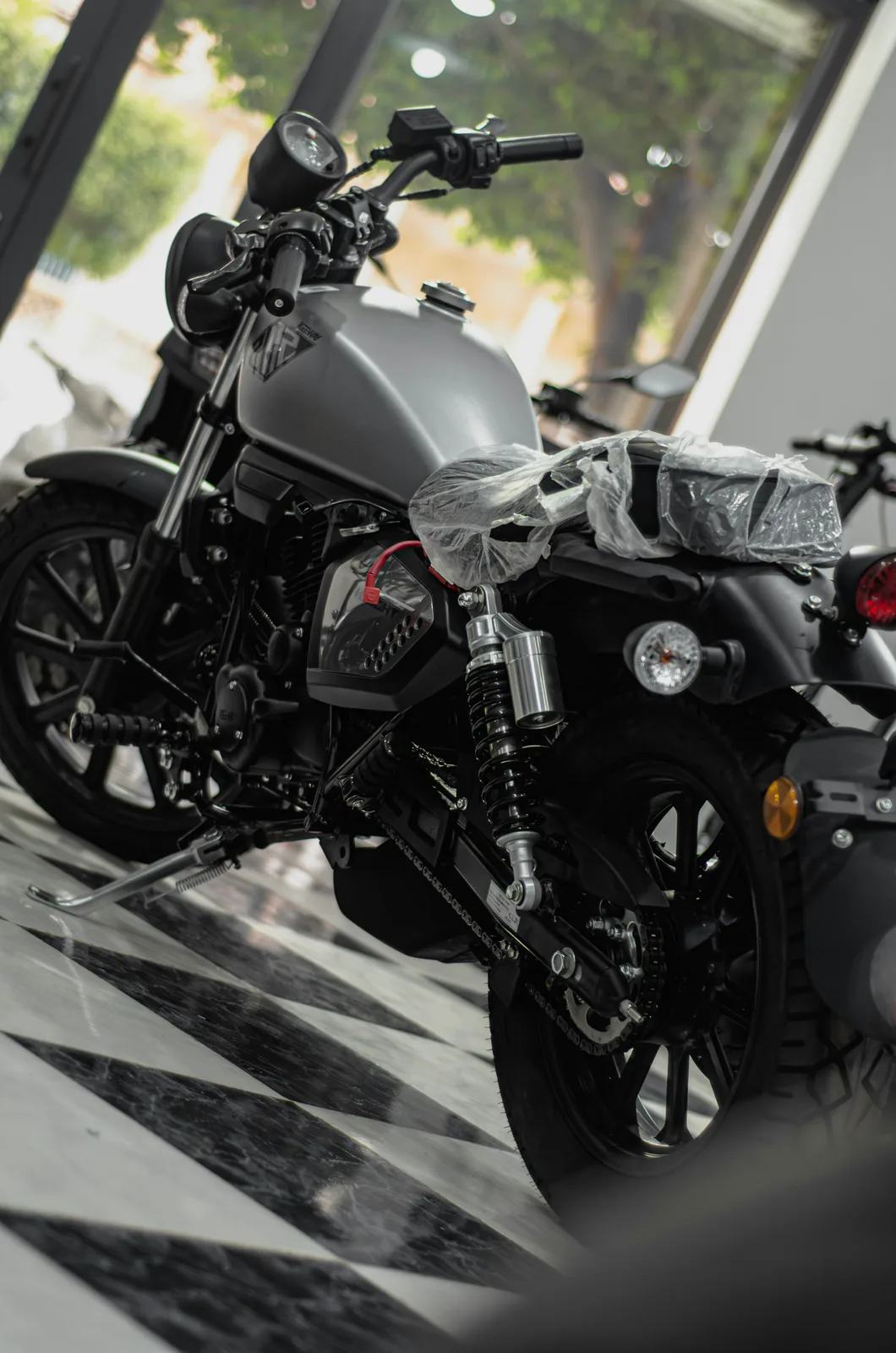A replacement motorcycle ready for delivery to a rider